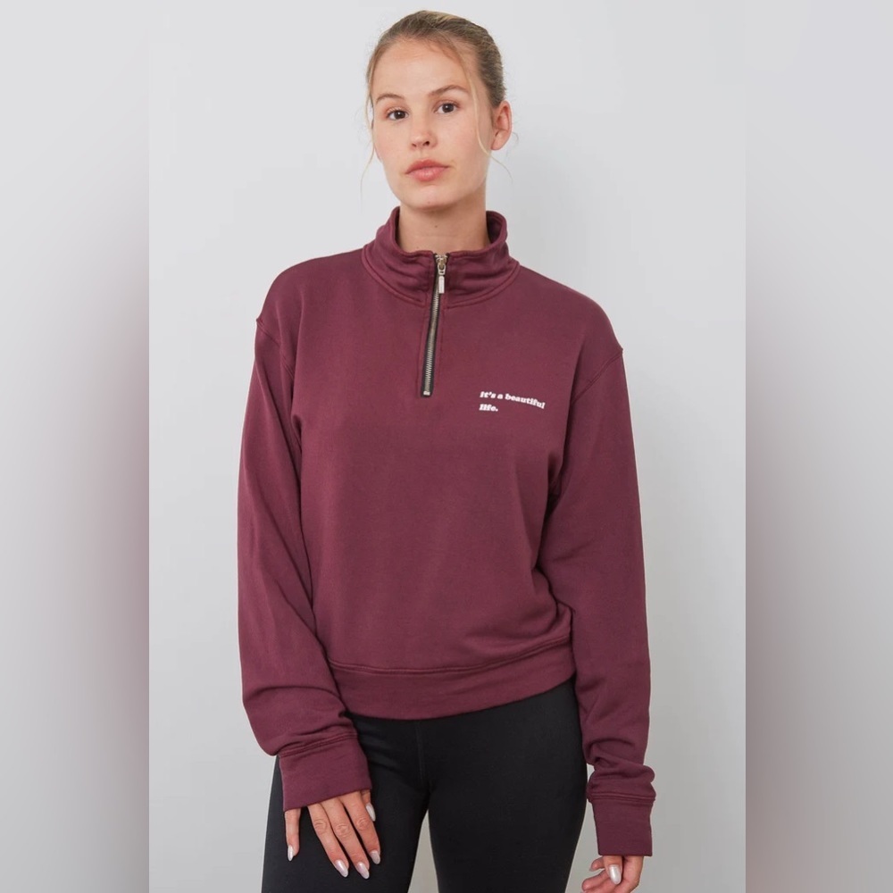 NWT good hYOUman It's a Beautiful Life Sweatshirt - Burgundy - XS